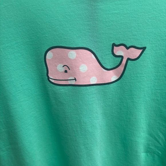 Vineyard Vines Teal Long Sleeve Tee with Pink Whale Women’s Size Medium - Picture 3 of 5